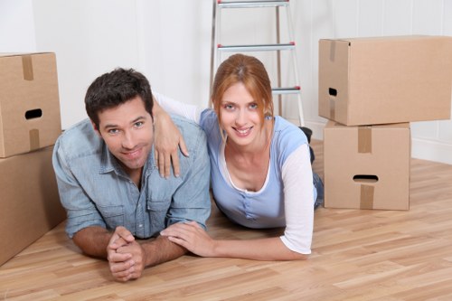 Packed boxes and furniture ready for a Silvertown relocation