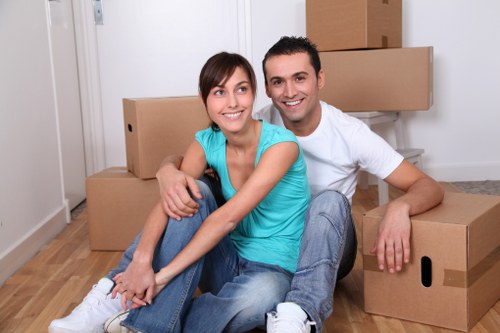 Moving boxes and furniture ready for a house removal in Silvertown