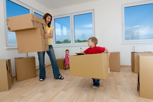 Moving van and removal crew in the Silvertown area
