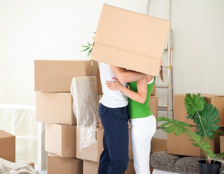 Silvertown moving service with boxes and furniture ready for transport