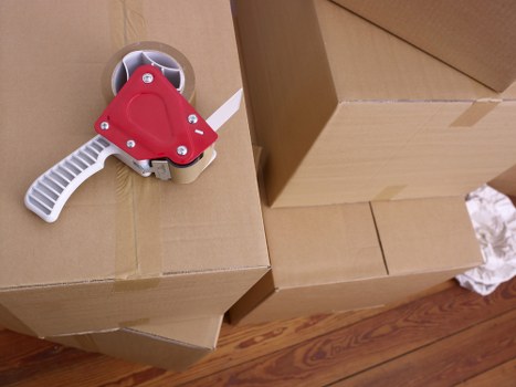 Office equipment and furniture prepared for a commercial move